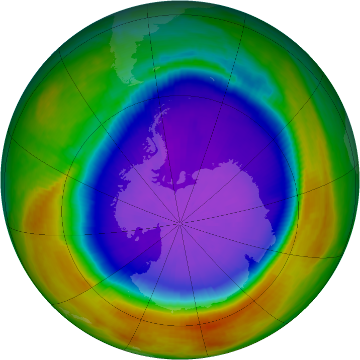 Antarctic ozone map for 28 September 2000